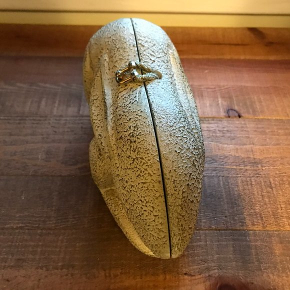 TIMMY WOODS RABBIT BUNNY CLUTCH WHITE GOLD ACACIA WOOD - Picture 2 of 10